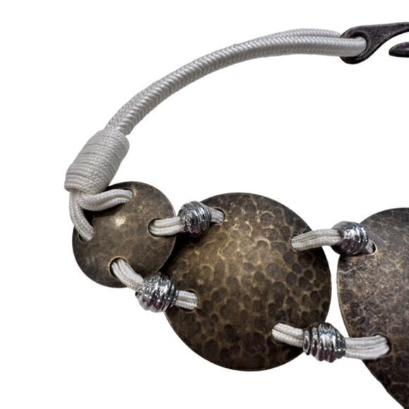 Large Copper Tone Disc Waist Belt Rope Nautical BOHO Southwestern Hippie‎ to 26" - Picture 6 of 12